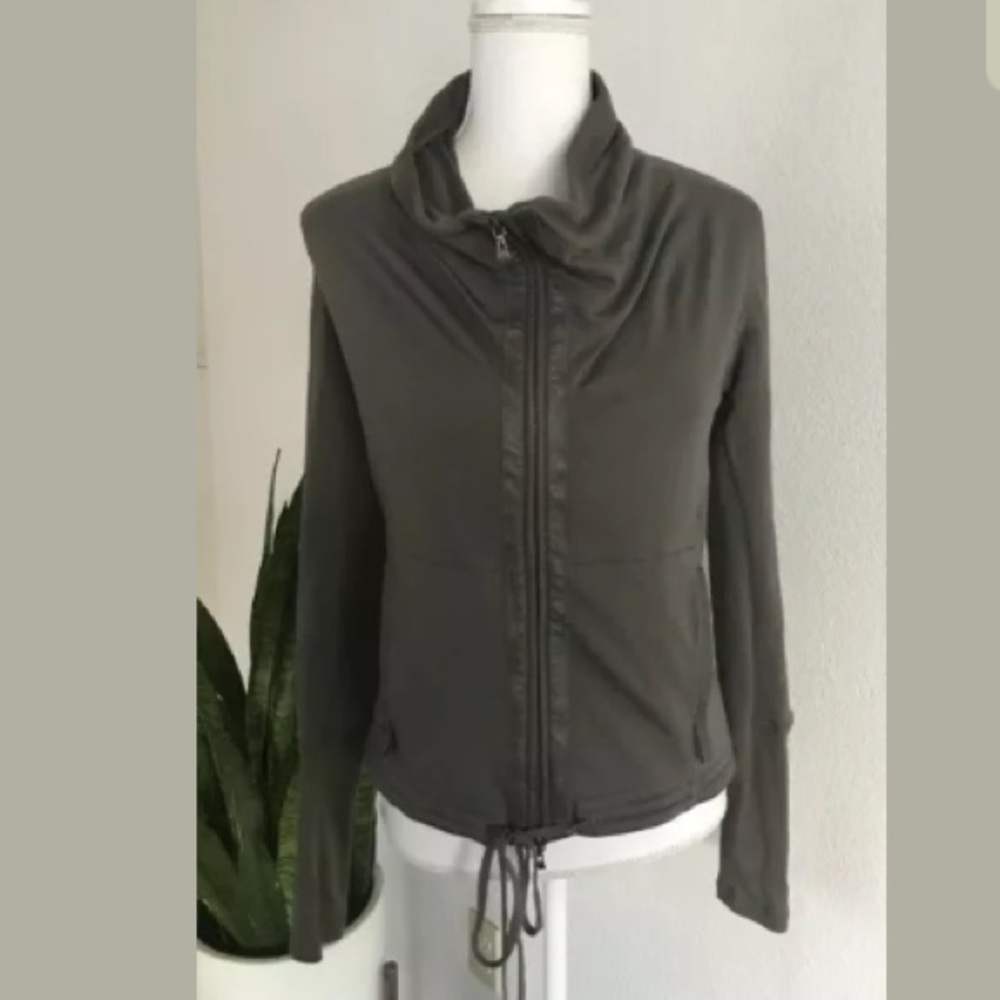 Max Azria Olive Green Zip Funnel Jacket XXS
